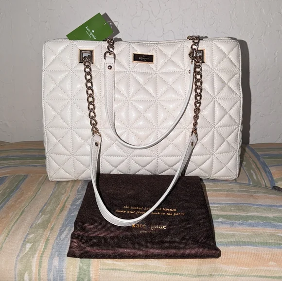 Kate Spade NY Sedgewick Place Phoebe Shoulder Bag Purse Quilted Cream Ivory - Picture 4 of 15